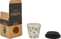 Quy Cup - 90ml Ecologische Reis Beker - Espressobeker “Peanuts Snoopy Music” Met Zwarte Siliconen Deksel -Keukenbenodigdheden Winkel 1200x768
