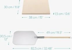 Navaris Pizzasteen XL Voor Oven En Barbecue - Rechthoekige Pizzaplaat 38 X 30 Cm - Inclusief Pizzaschep Met Extra Lang Handvat En Receptenboek -Keukenbenodigdheden Winkel 1200x834
