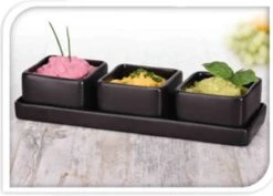 Excellent Houseware Amuse/tapas/saus Schaaltjes Met Serveerplankje - Aardewerk - Mat Zwart -Keukenbenodigdheden Winkel 1200x858 2