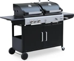 Alice's Garden Houtskool Barbecue - Grilloppervlak (LxB) 41 X 44 Cm - Gas En Houtskool - 3 Branders - Marsac Zwart