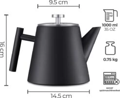 Silberthal - Theepot Met Filter - 1 L - RVS Dubbelwandig - Zwart - Cadeau -Keukenbenodigdheden Winkel 1200x986 2