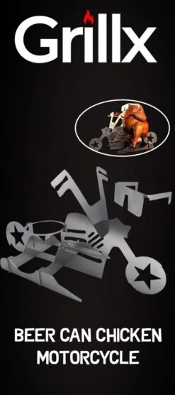 GrillX Beer Can Chicken Houder - Kiphouder Motorcycle - BBQ Accesoires - Bierkip - Barbeque Gereedschap - Chicken Sitter -Keukenbenodigdheden Winkel 533x1200