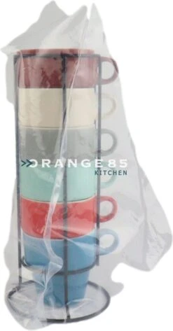 Orange85 Koffiekopjes - Met Houder - Set Van 6 - Gekleurd - 300 Ml - Keramiek -Keukenbenodigdheden Winkel 626x1200 2