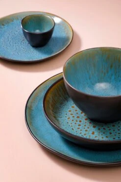 Palmer Bord Diep Lotus 21 Cm Zwart Turquoise Stoneware 2 Stuk(s) -Keukenbenodigdheden Winkel 800x1200 47