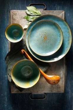 Palmer Bord Diep Lotus 21 Cm Zwart Turquoise Stoneware 2 Stuk(s) -Keukenbenodigdheden Winkel 800x1200 48