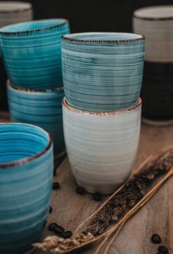 Koffiemok - Blue - 6 Stuks - Aardewerk - 340 ML - Zonder Oor -Keukenbenodigdheden Winkel 819x1200 1