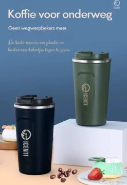 ICENTI - RVS Koffiebeker To Go - 380ml – Groen - Thermosbeker - Lekvrij - Dubbelwandig - Koffie Beker - Theebeker – Coffeemugg - Theemugg -Keukenbenodigdheden Winkel 824x1200