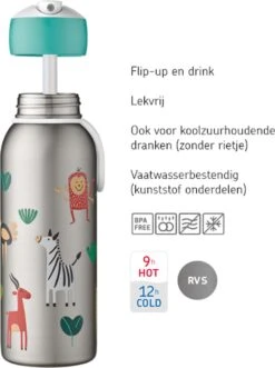 Mepal – Isoleerfles Flip-up Campus – Dino – Waterfles Met Rietje – Houdt Je Drankje Tot 9 Uur Warm En 12 Uur Koud – Drinkfles Voor Kinderen – Thermosfles -Keukenbenodigdheden Winkel 896x1200