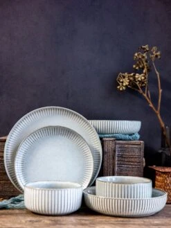 Selinex Stoneware - Serviesset - Grijs - 16 Delig 4 Persoons - CADEAUTIP - CADEAU -Keukenbenodigdheden Winkel 900x1200 12