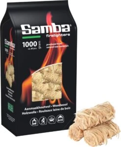Samba Aanmaakhoutwol, Aanmaakkrullen, Wokkels - 1 Kilo Voordeelverpakking